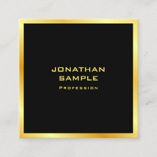 Personalisierte Elegante Schwarz und Gold Moderne  Quadratische Visitenkarte