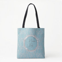 Personalisierte Elegante Silver Blume auf Blue