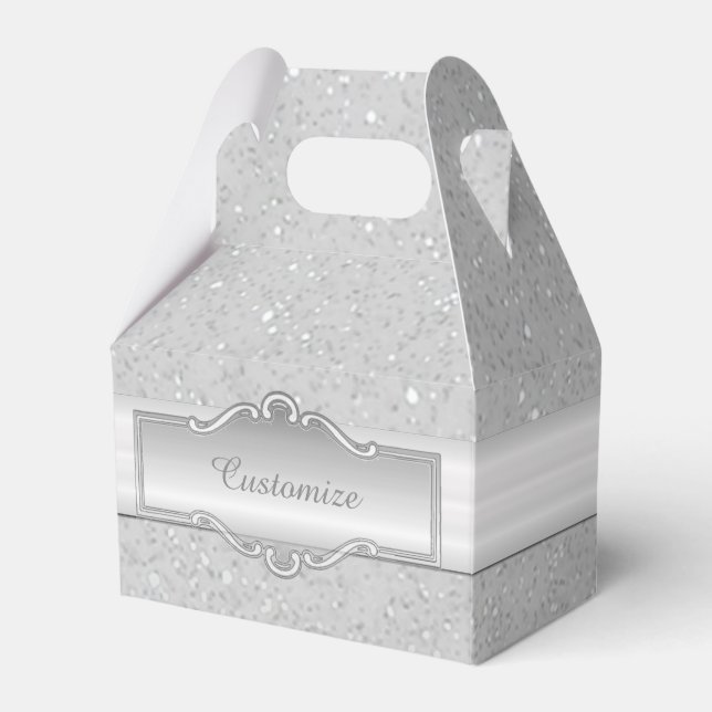 Personalisierte elegante Silver Sparkle Gable Box Geschenkschachtel (Vorderseite)
