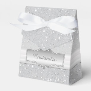 Personalisierte Elegante Silver Sparkle Gefallen B Geschenkschachtel