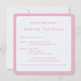 Personalisierte Elegante Simple Pink Geburtstagspa Einladung