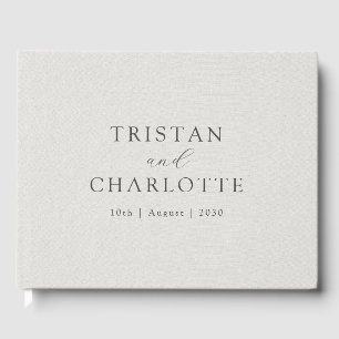 Personalisierte elegante Typografie Weißes Imitat  Gästebuch