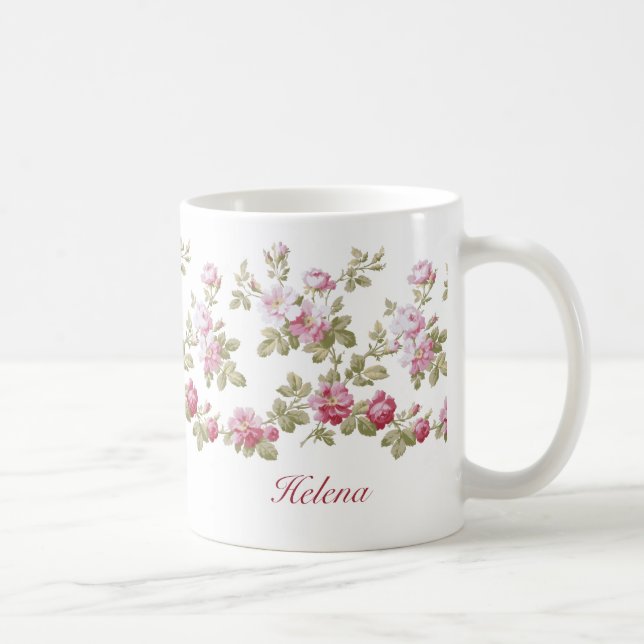 Personalisierte, elegante Vintage Rosenstraße Kaffeetasse (Rechts)