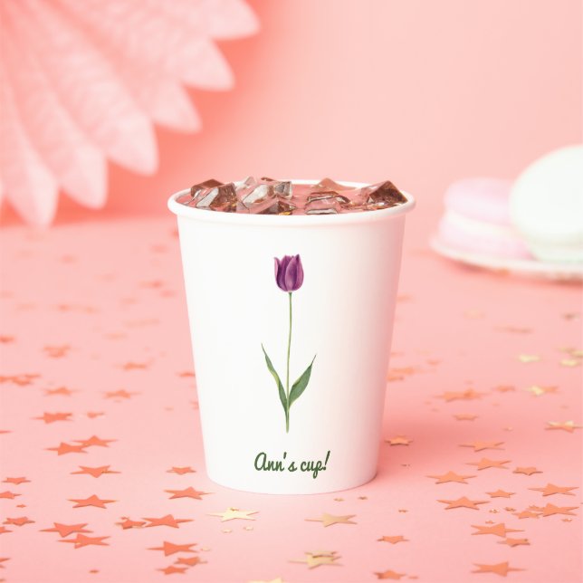 Personalisierte elegante violette Tulpe Pappbecher (Insitu)