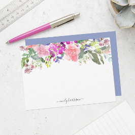 Personalisierte elegante Wasserfarbe-Blumen-Notizk Mitteilungskarte