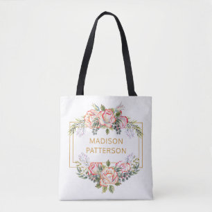 Personalisierte elegante Wasserfarbe Floral Girly  Tasche