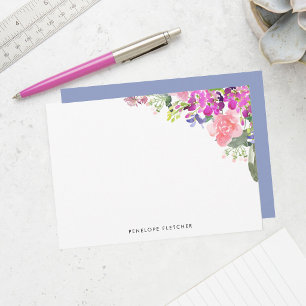 Personalisierte elegante Wasserfarbe-Floral  Mitteilungskarte
