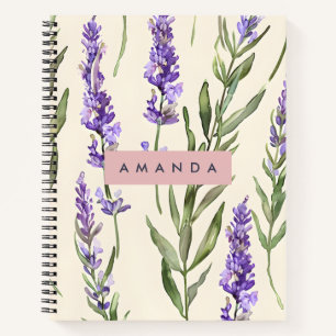Personalisierte Elegante Wasserfarbe Lavendel Notizbuch
