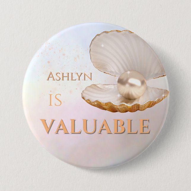 Personalisierte Elegante, wertvolle Pearl Affirmat Button (Vorderseite)