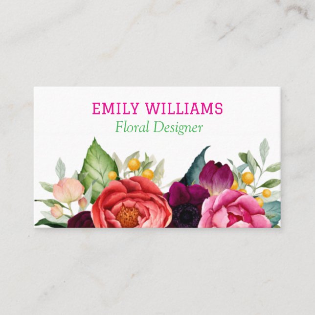 Personalisierte Elegante Wildblume Visitenkarte (Vorderseite)