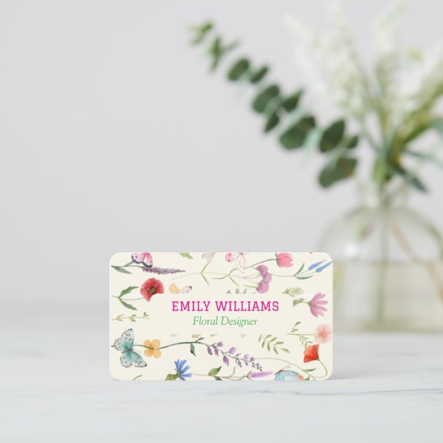 Personalisierte Elegante Wildblume Visitenkarte (Stehend Vorderseite)