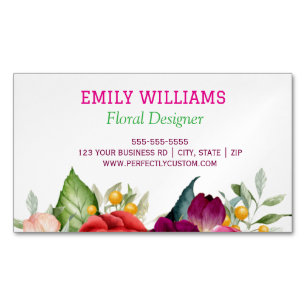 Personalisierte elegante Wildblumen-Blumen Magnetische Visitenkarte