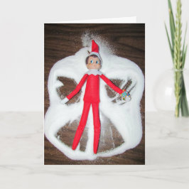 Personalisierte Elf Snow Angel Weihnachtskarte Feiertagskarte