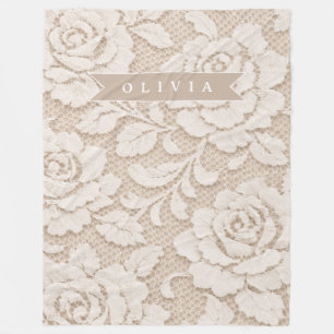 Personalisierte Elfenbein-Spitze Braut Hochzeitskl Fleecedecke