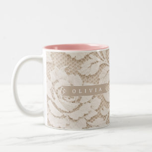 Personalisierte Elfenbein-Spitze Brautmode Elegant Zweifarbige Tasse
