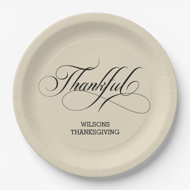 Personalisierte Elfenbeinstylische Kalligrafie Dan Pappteller (Vorderseite)