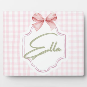 Personalisierte Ella Baby Mädchen Nursery Schleife Fotoplatte