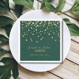 Personalisierte EMERALD Green Gold Confetti Weddin Serviette