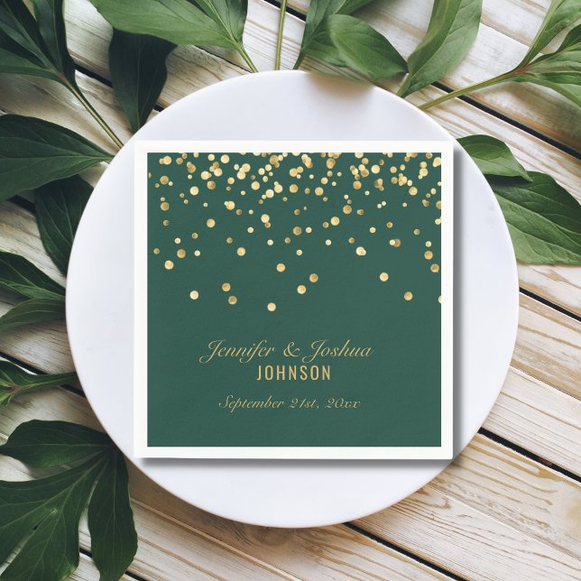 Personalisierte EMERALD Green Gold Confetti Weddin Serviette (Von Creator hochgeladen)