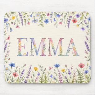Personalisierte Emma Wildflower Aquarell Mousepad