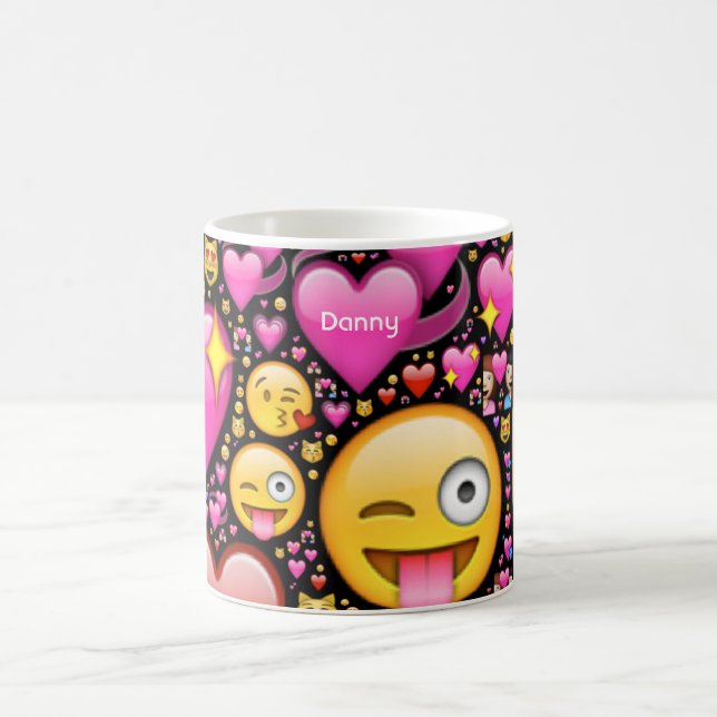 Personalisierte EMOJI LIEBE Kinder Tasse benannt (Mittel)