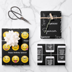 Personalisierte Emojis & Texte Geschenkpapier Set