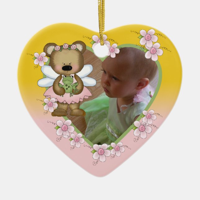 Personalisierte Engels-Bärn-Foto-Verzierung Keramik Ornament (Vorne)