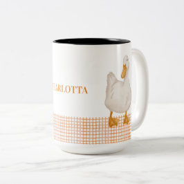 Personalisierte Ente – Süßes Farmtier-Design  Zweifarbige Tasse