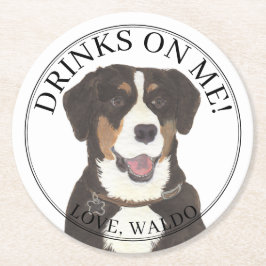Personalisierte Entlebucher-Hochzeit Runder Pappuntersetzer