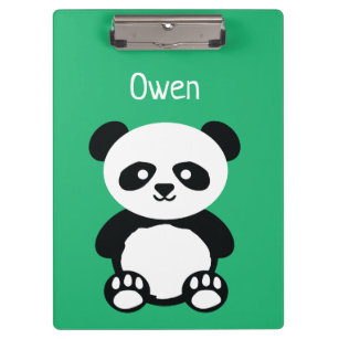 Personalisierte entzückende Panda-Bärn-Grün-Kinder Klemmbrett