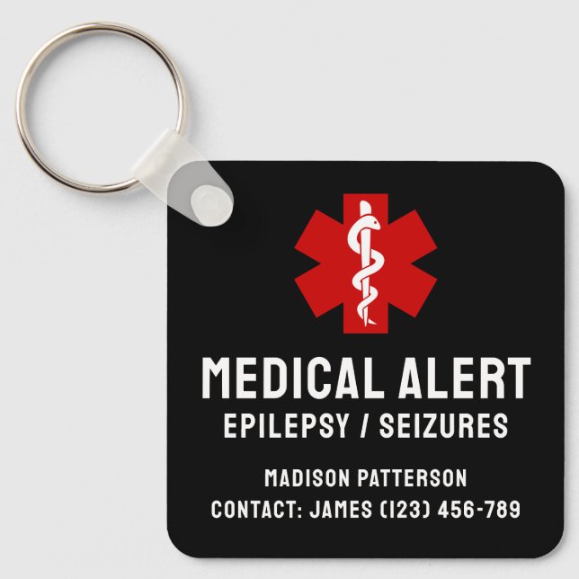 Personalisierte Epilepsie-Notfall-Essentials Schlüsselanhänger (Vorderseite)