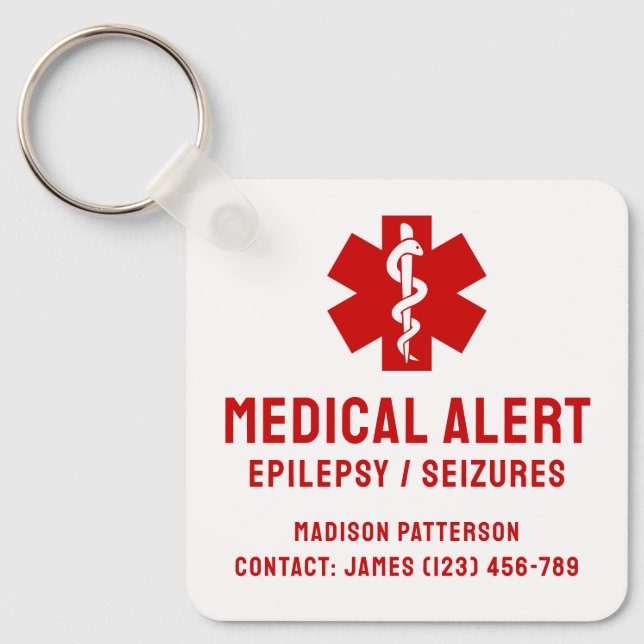 Personalisierte Epilepsie-Notfall-Essentials Schlüsselanhänger (Vorderseite)