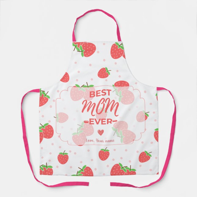 Personalisierte Erdbeer-Mama-Schürze Schürze (Vorderseite)