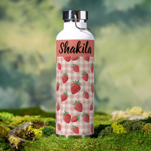 Personalisierte Erdbeer-Muster-Wasserflasche als G Trinkflasche