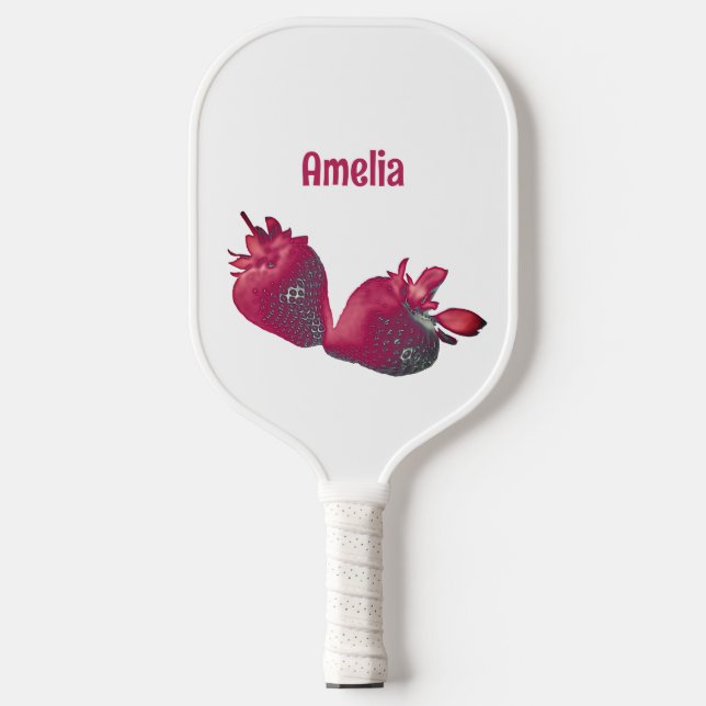 Personalisierte Erdbeere Pickleball Schläger (Vorderseite)
