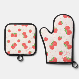 Personalisierte Erdbeeren-Ofenhandschuhe Süße benu Ofenhandschuh & Topflappen-Set