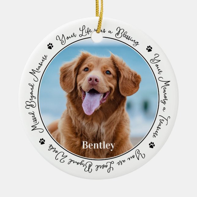 Personalisierte Erinnerung an Hunde-Foto Keramik Ornament (Vorne)