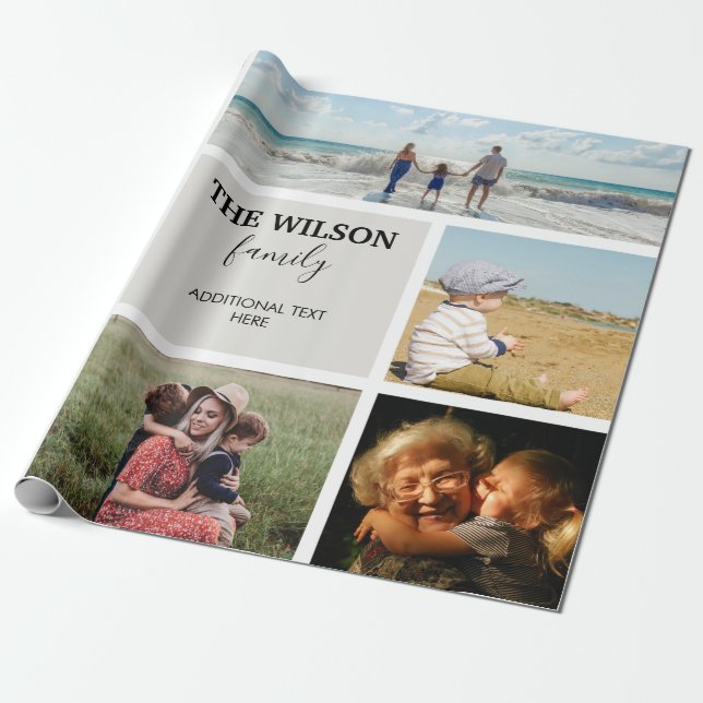 Personalisierte Erinnerungen für 6 Fotos Geschenkpapier (Ungerollt)