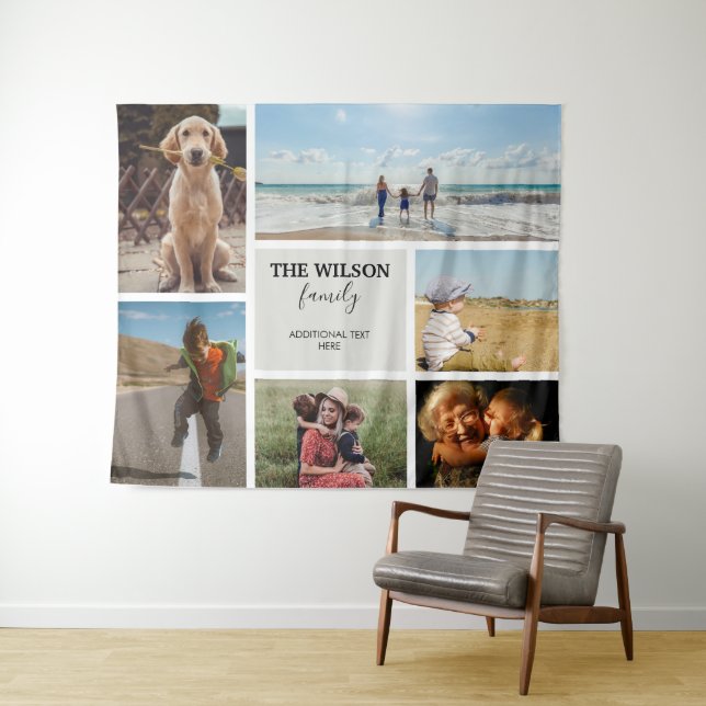 Personalisierte Erinnerungen für 6 Fotos Wandteppich (Beispiel (Horizontal))