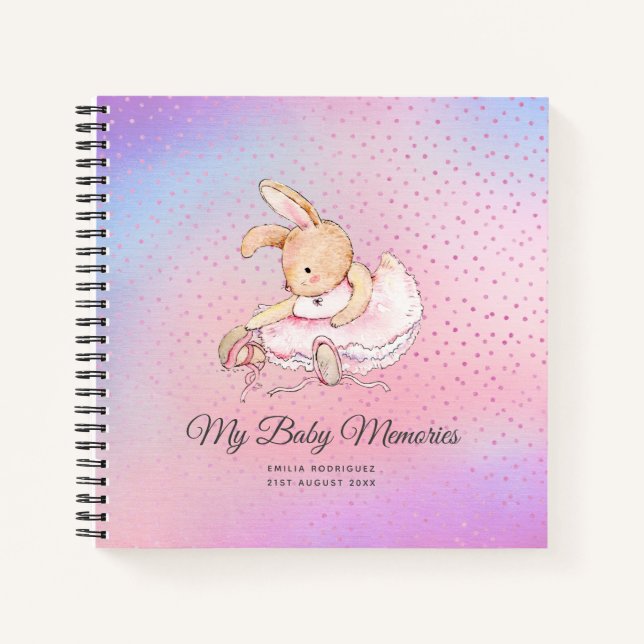 Personalisierte ERINNERUNGEN MY BABY - Rabbit Ball Notizbuch (Vorderseite)