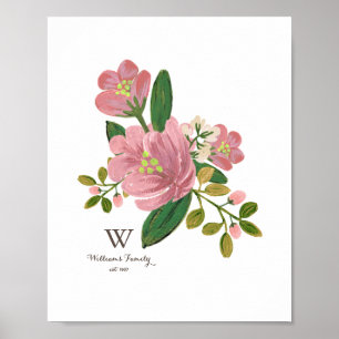 Personalisierte   erröten Blumenstrauß-Kunst-Druck Poster