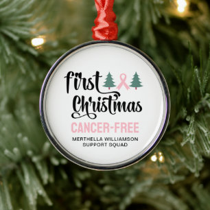 Personalisierte ERSTE CHRISTMAS Brustkrebs kostenl Ornament Aus Metall