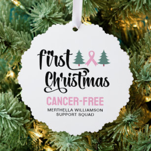 Personalisierte ERSTE CHRISTMAS Brustkrebs kostenl Ornament Karte