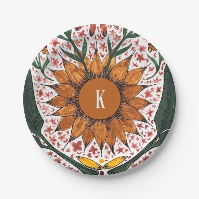 Personalisierte erste Party-Platte für Blumenpapie Pappteller (Vorderseite)