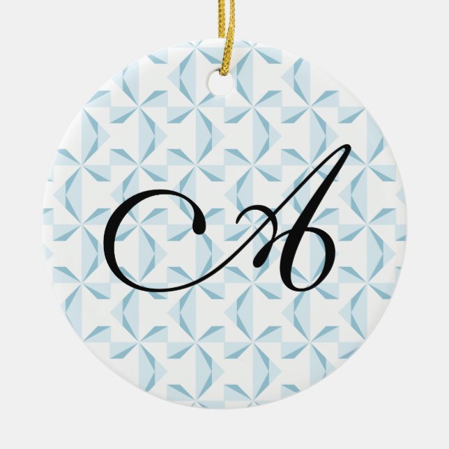 Personalisierte erste Sky Blue Pinwheels Keramikornament (Vorne)