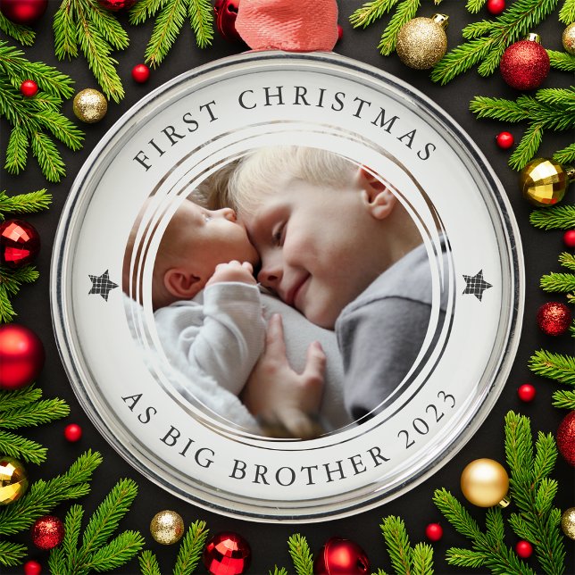 Personalisierte erste Weihnachten als Big Brother  Ornament Aus Metall (Von Creator hochgeladen)
