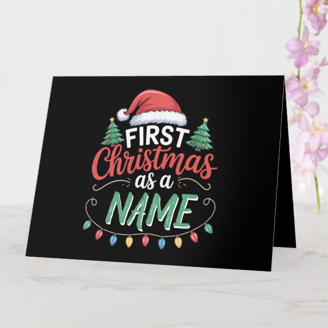 Personalisierte erste Weihnachten als Familienpass Karte (Orchidee)