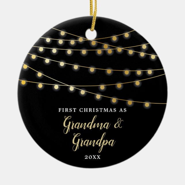 Personalisierte erste Weihnachten als Oma und Opa Keramik Ornament (Vorne)