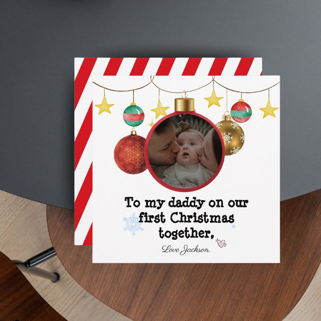 Personalisierte Erste Weihnachtskarte für Daddy, F Einladung (Personalised First Christmas Card for Daddy with Photo 📷 )