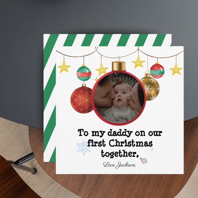 Personalisierte Erste Weihnachtskarte für Daddy, F Einladung (Personalised First Christmas Card for Daddy with Photo )